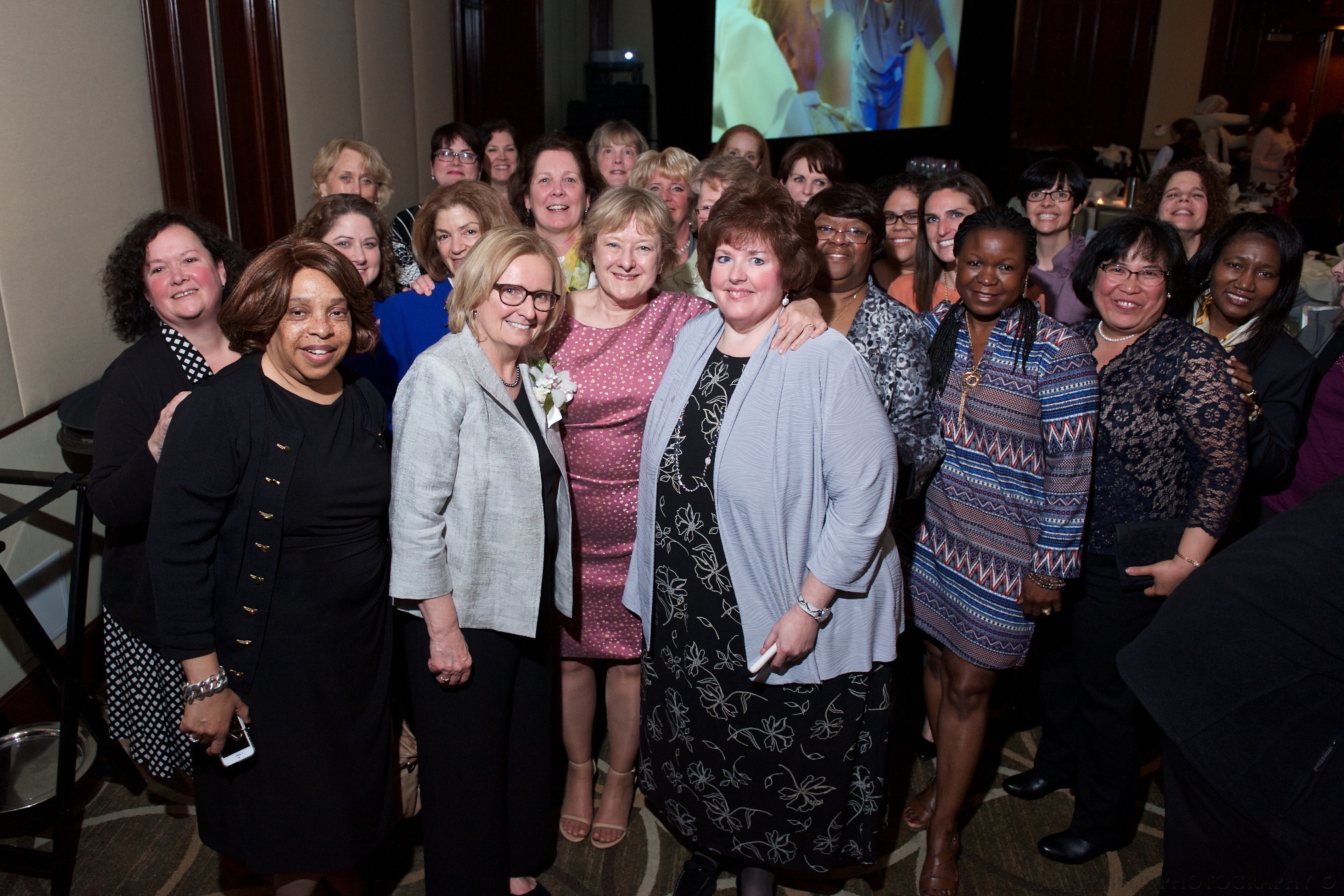 Nancy Kelleher (front row, second from left, in gray blazer) with colleagues at this year’s Nurse Recognition Dinner